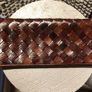 Wilsons Leather Brown Woven Clutch